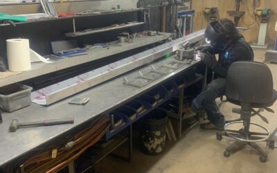 9m long custom size bar grate being fabricated in our workshop. 160mm wide x 60m